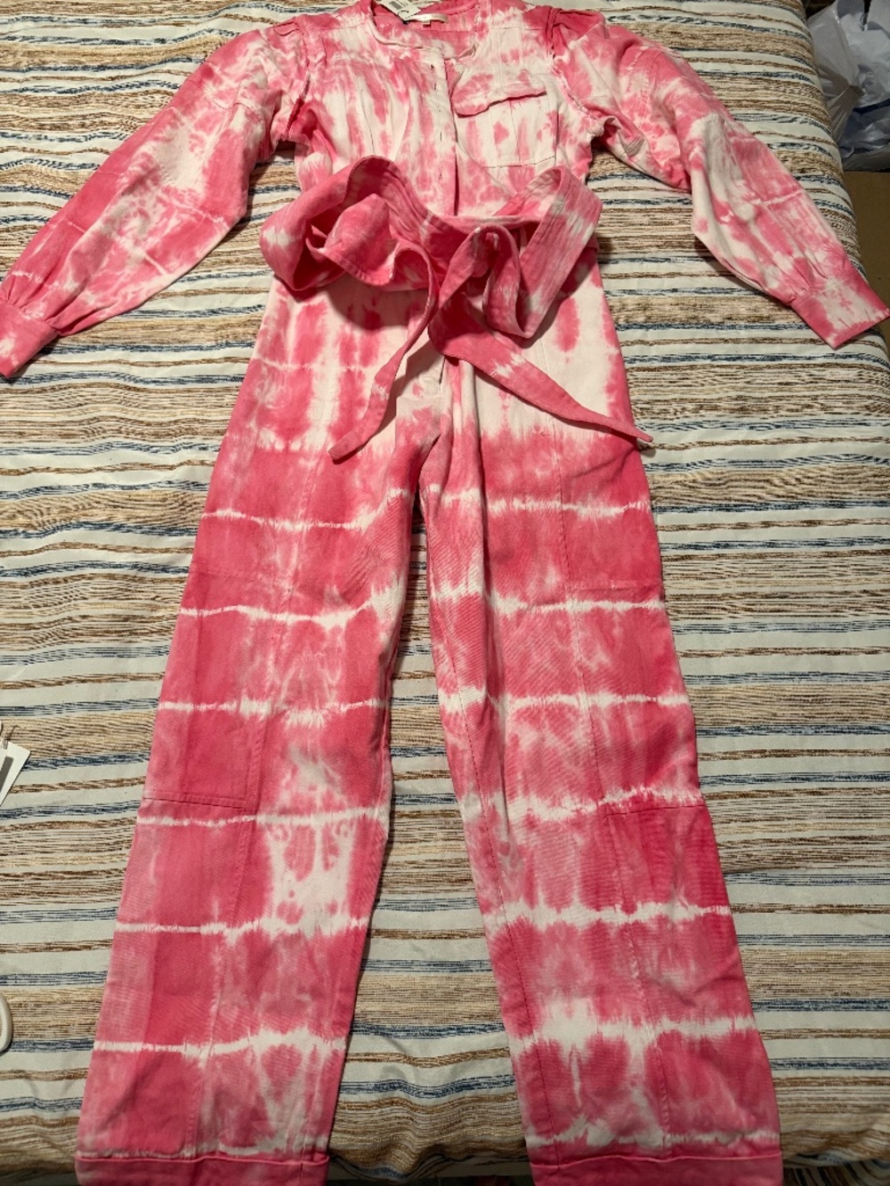 Loveshackfancy Paca Tie-Dyed Denim Jumpsuit Size 2